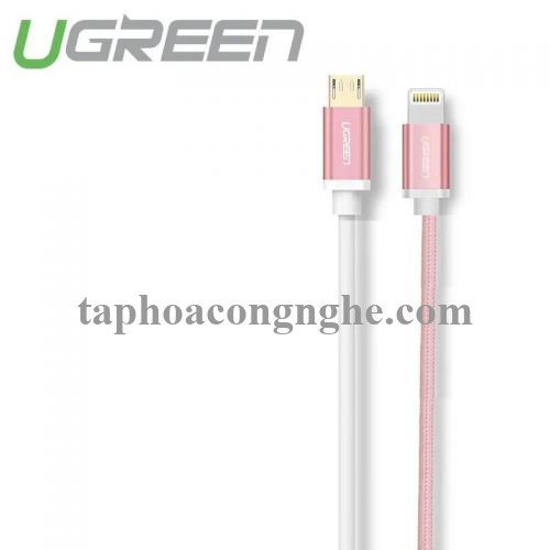 Ugreen 20865 0.5M màu Hồng Dây USB 2.0 sang Type-C đầu nhôm dây bọc vinyl US174 30020865